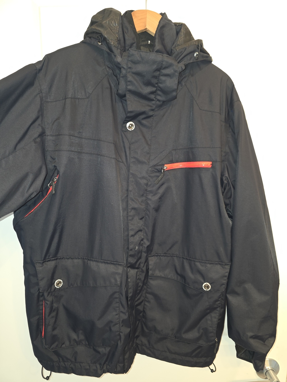 Rossignol Black Men's Puffer Jacket with Red Zipper Accents